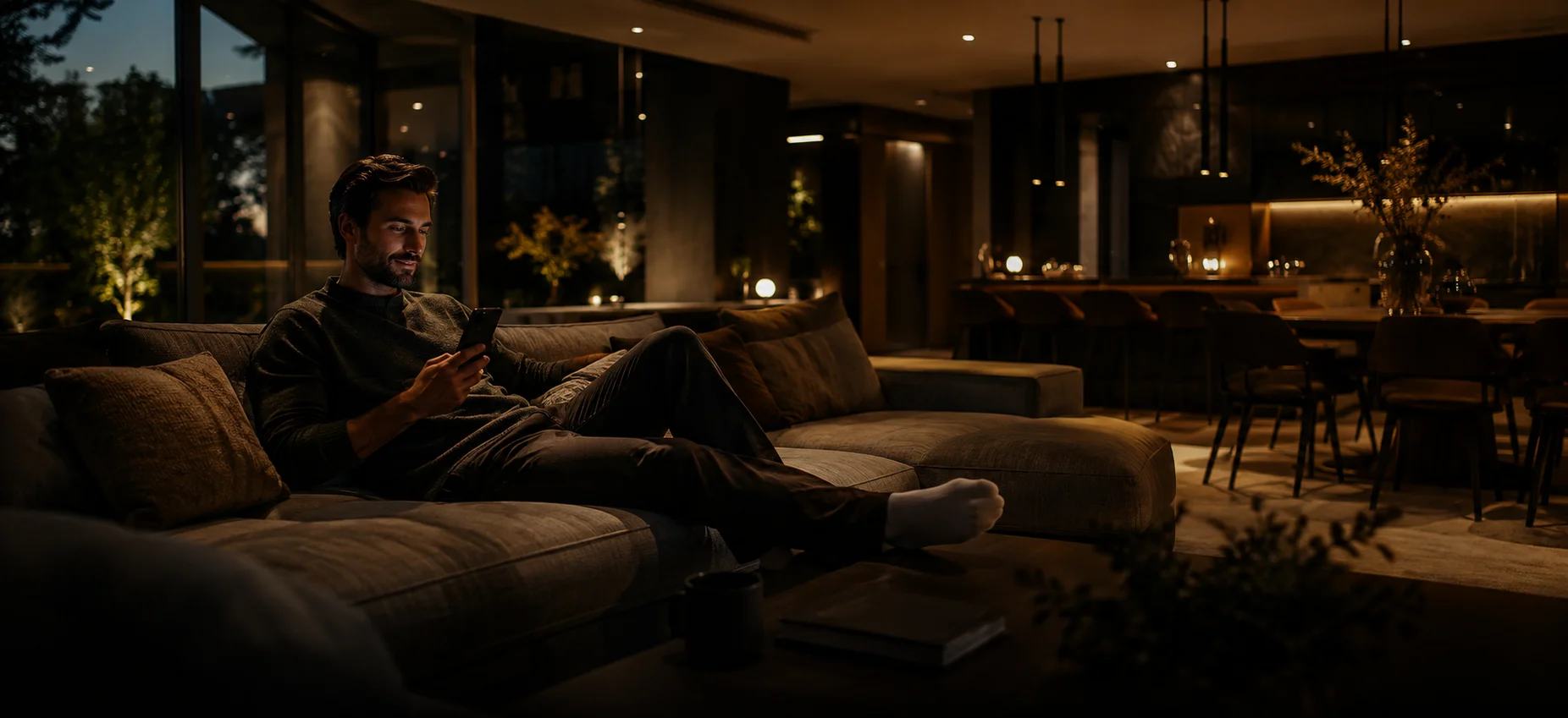 Person relaxing at home